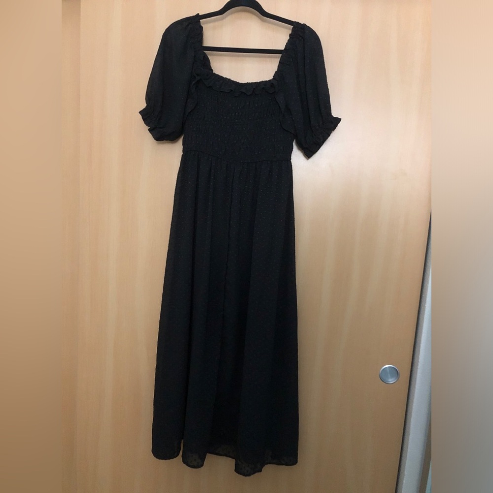 Indigo Rose Black Long Polka Dot Dress